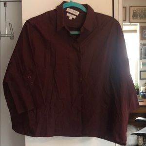 Burgandy oversized collared shirt